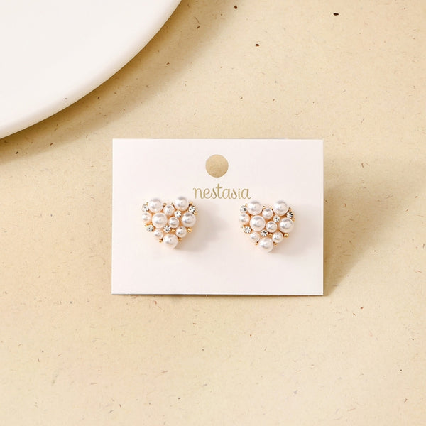 Pearl Of The Heart Stud Earrings Gold