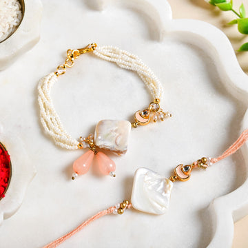 Pearl Tide Rakhi And Bracelet Gift Set