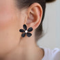 Pearl Crape Jasmine Earrings Black