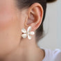 Pearl Crape Jasmine Earrings White