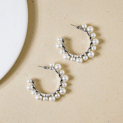 Pearls Galore Hoops Silver