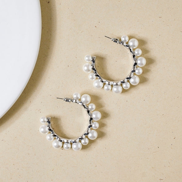 Pearls Galore Hoops Silver