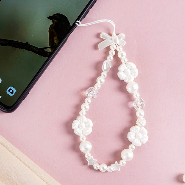 Pearly White Blossoms Phone Lanyard