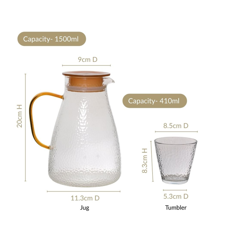 Pebble Design Jug And Glass Set Of 7