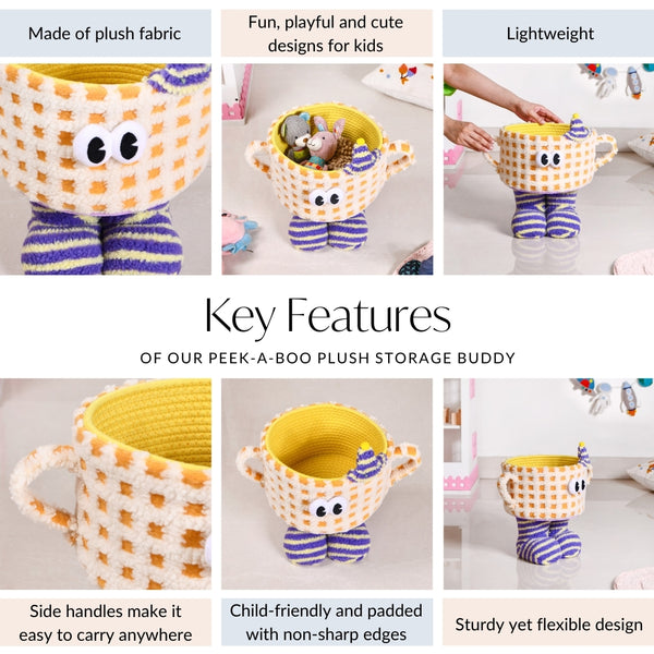 Peek-a-Boo Plush Buddy Storage Basket