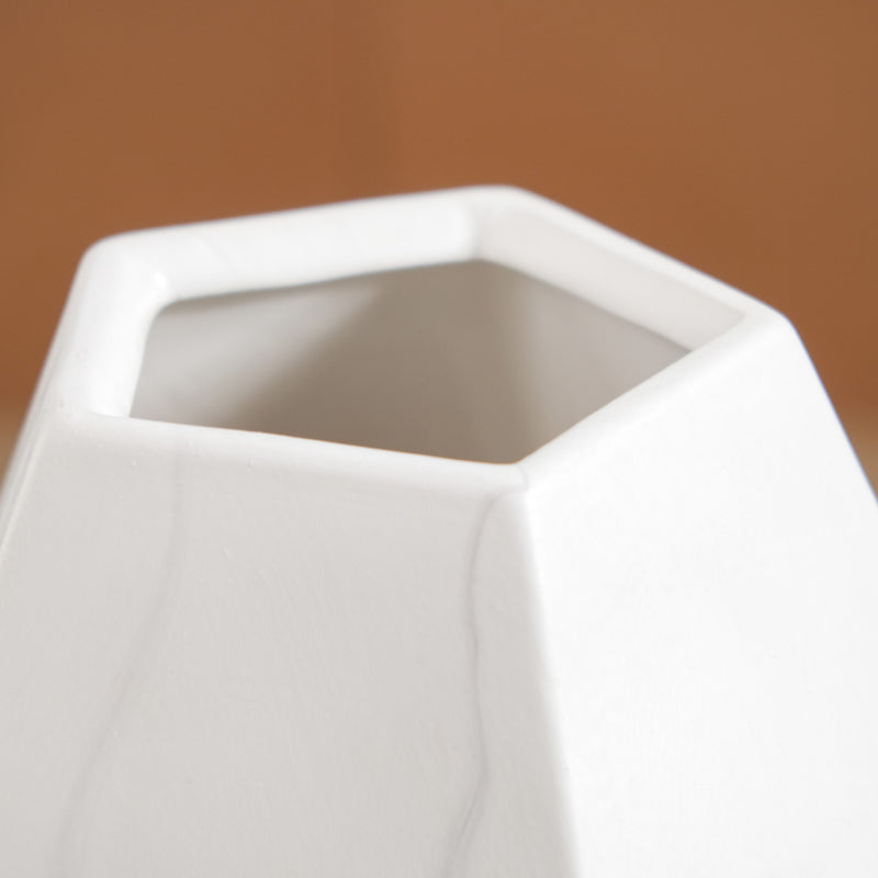 Ceramic Marble Facets Vase- 3D Pentagon Vase, Ceramic Decorative Vase, Geometric Vase Decor, Modern Ceramic Vase, Unique Pentagon Vase