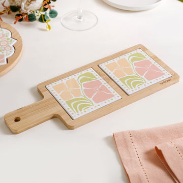 Perfectly Pastel Bamboo And Ceramic Platter 32x12cm