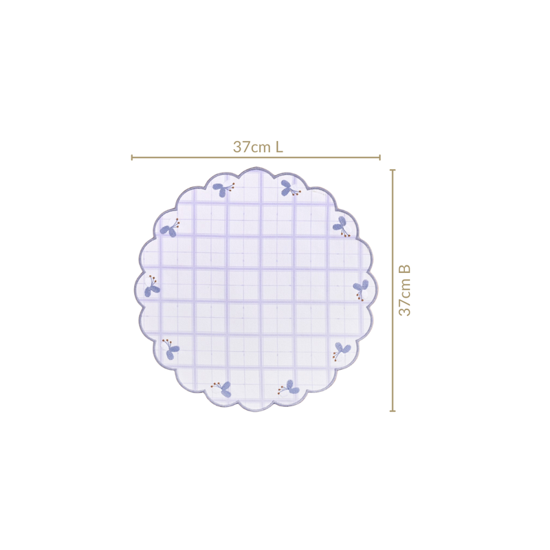 Periwinkle Embroidered Cotton Table Mat Lilac Set Of 6