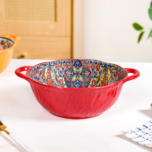 Mandala Melange Ceramic Serving Bowl Red 1500ml