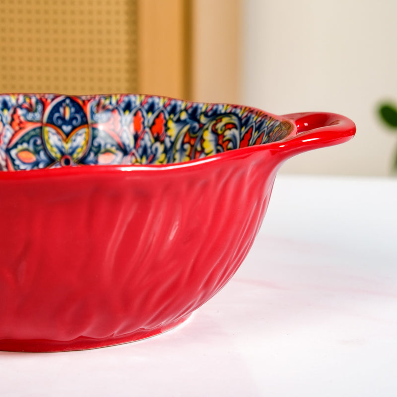 Persian Bloom Ceramic Serving Bowl Red 1500ml