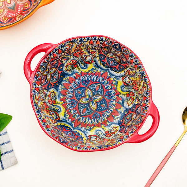 Mandala Melange Ceramic Serving Bowl Red 1500ml