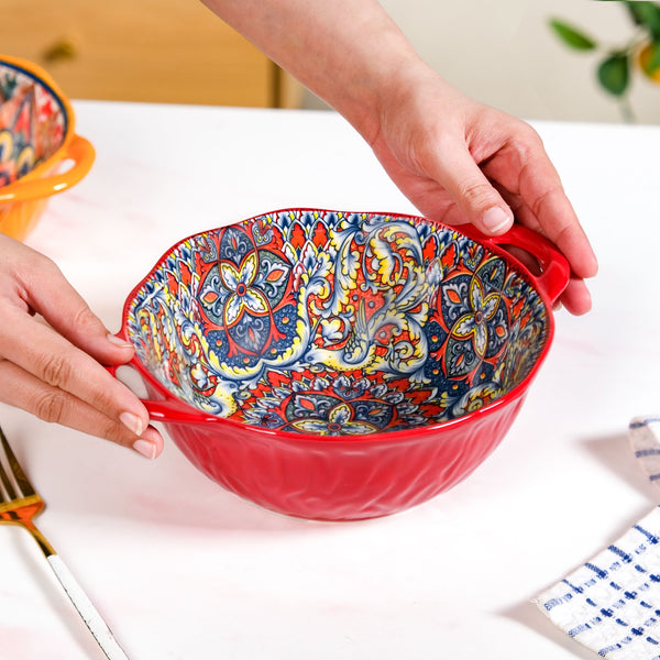 Mandala Melange Ceramic Serving Bowl Red 1500ml