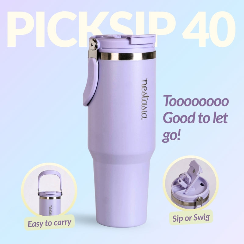 PickSip 40 Insulated Tumbler Bottle With Top Handle Periwinkle 1200ml
