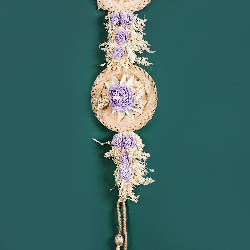 Petal Cascade Jute Wall Hanging Lavender Set Of 2