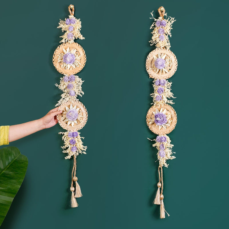 Petal Cascade Jute Wall Hanging Lavender Set Of 2