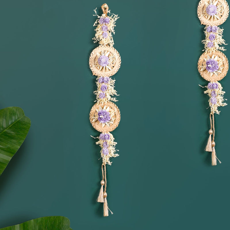 Petal Cascade Jute Wall Hanging Lavender Set Of 2