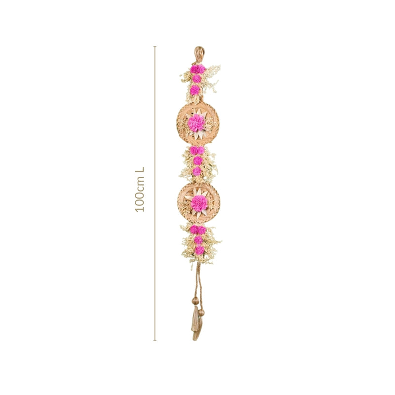 Petal Cascade Jute Wall Hanging Pink Set Of 2