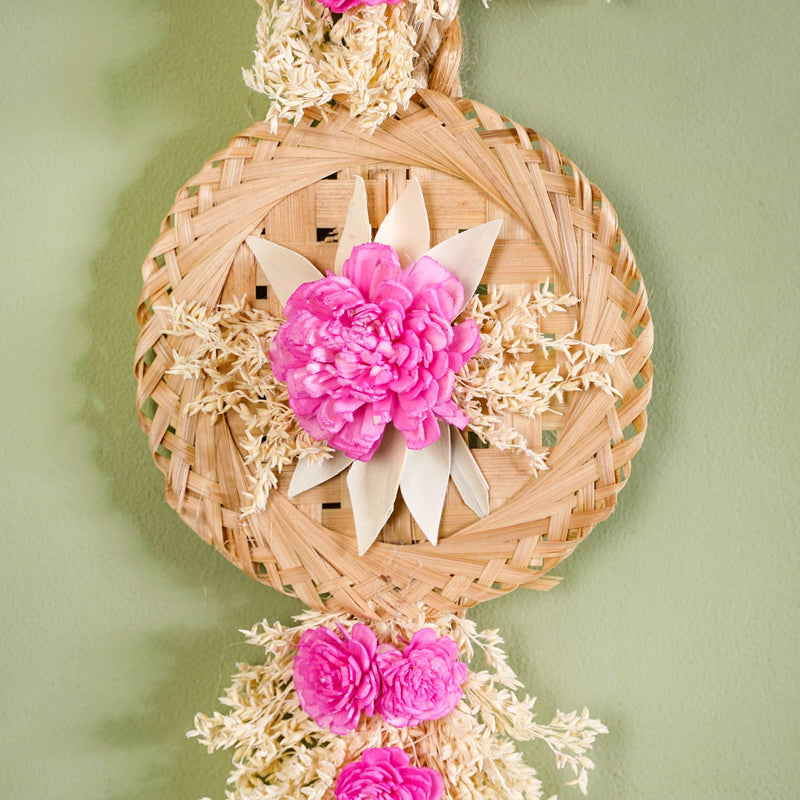 Petal Cascade Jute Wall Hanging Pink Set Of 2