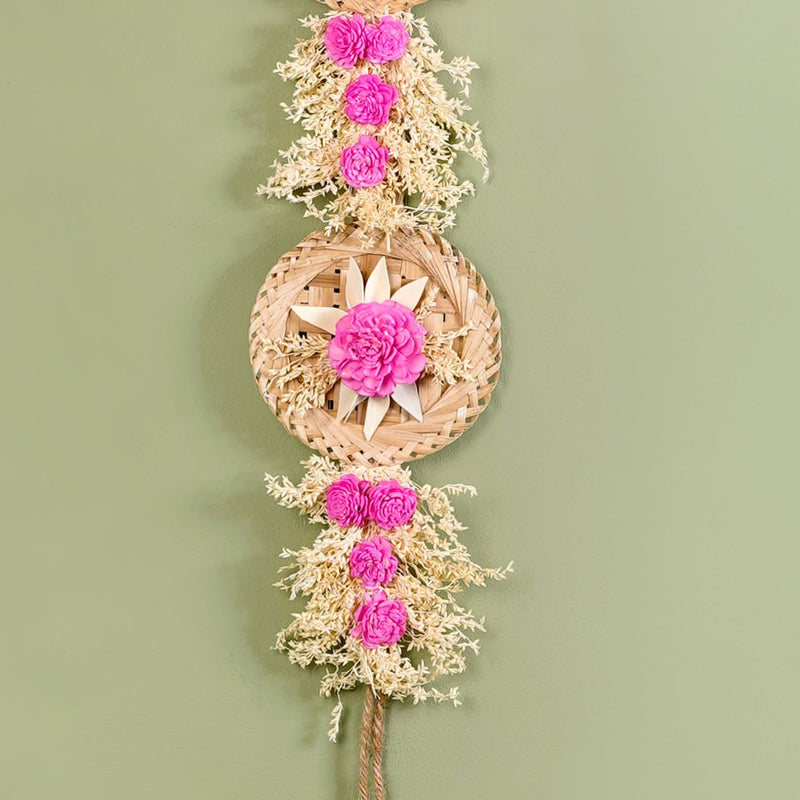 Petal Cascade Jute Wall Hanging Pink Set Of 2