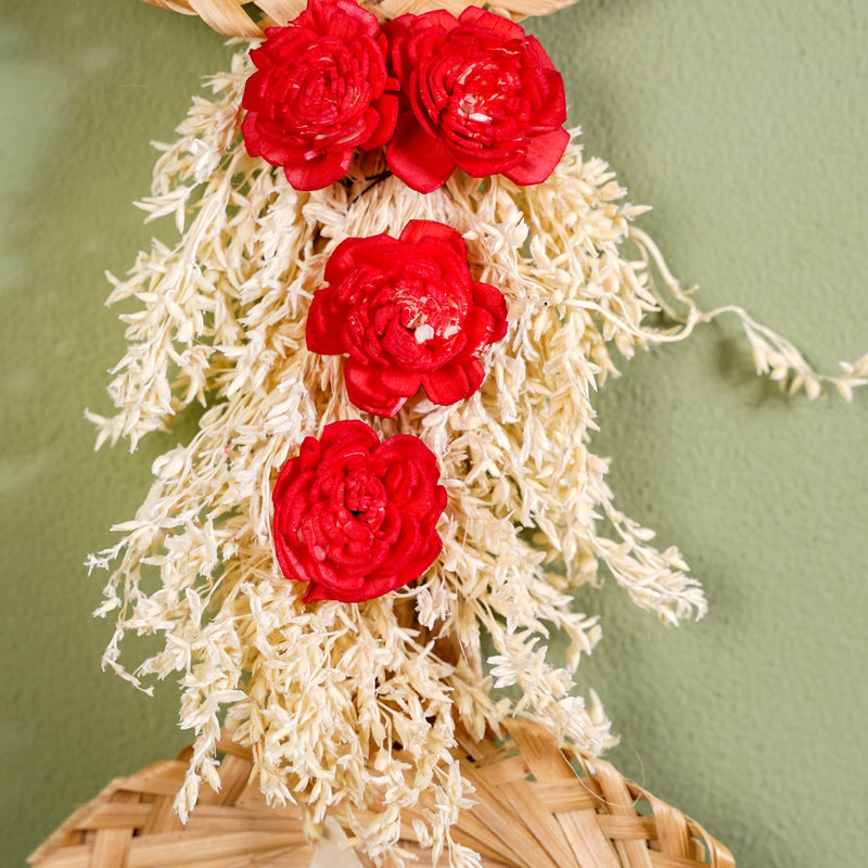 Petal Cascade Jute Wall Hanging Red Set Of 2