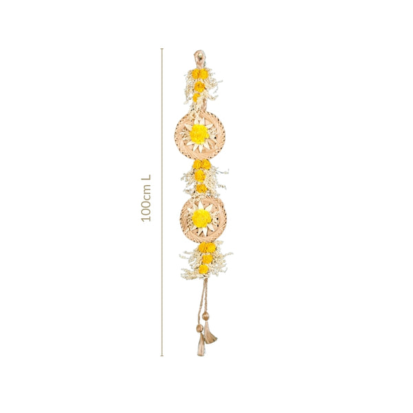 Natural Flower Jute Wall Hanging Yellow Set Of 2