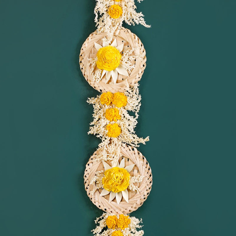 Petal Cascade Jute Wall Hanging Yellow Set Of 2