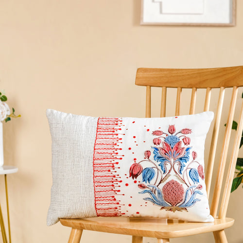 Petal Crest Pure Cotton Cushion Cover 50x36cm