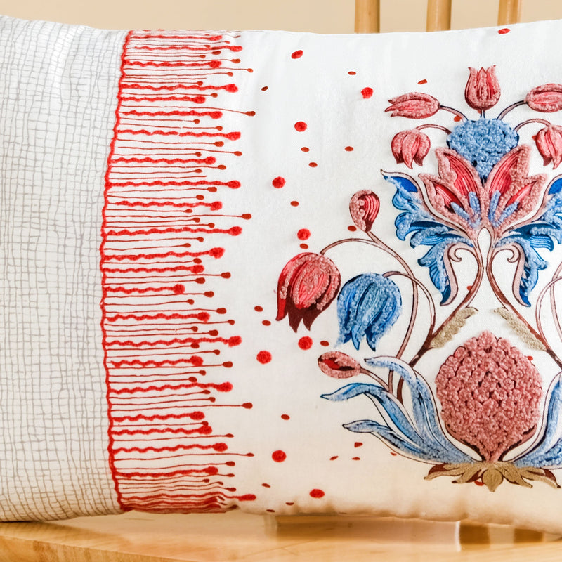 Petal Crest Pure Cotton Cushion Cover 50x36cm