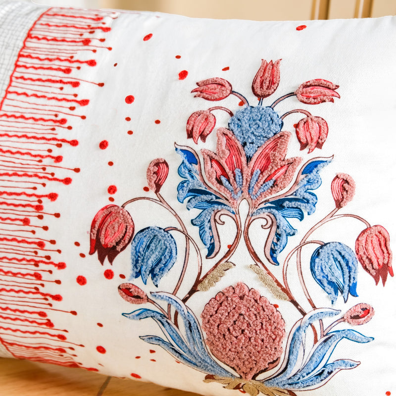 Petal Crest Pure Cotton Cushion Cover 50x36cm