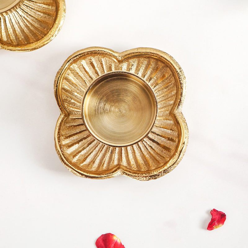 Petal Light Aluminium Tealight Candle Holder Set Of 2