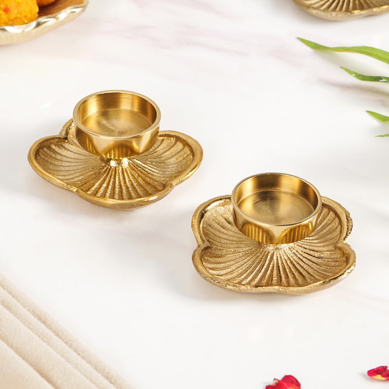 Petal Light Aluminium Tealight Candle Holder Set Of 2