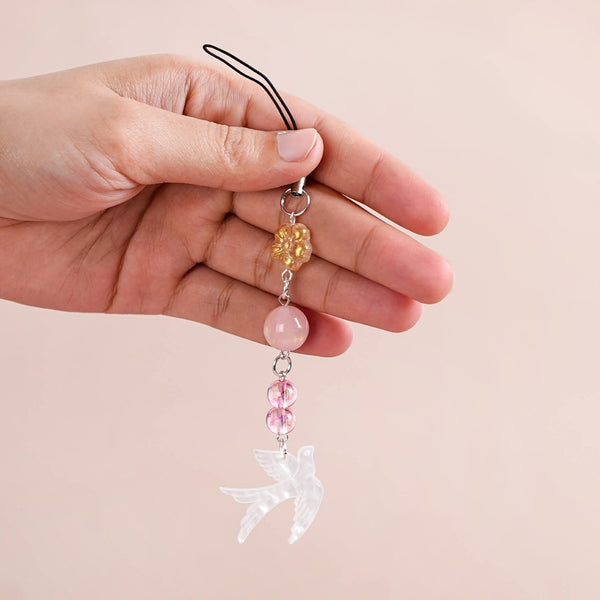 Rosy Dove Phone Charm