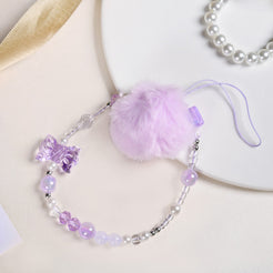 Purple Puff Pom Pom Phone Charm Strap