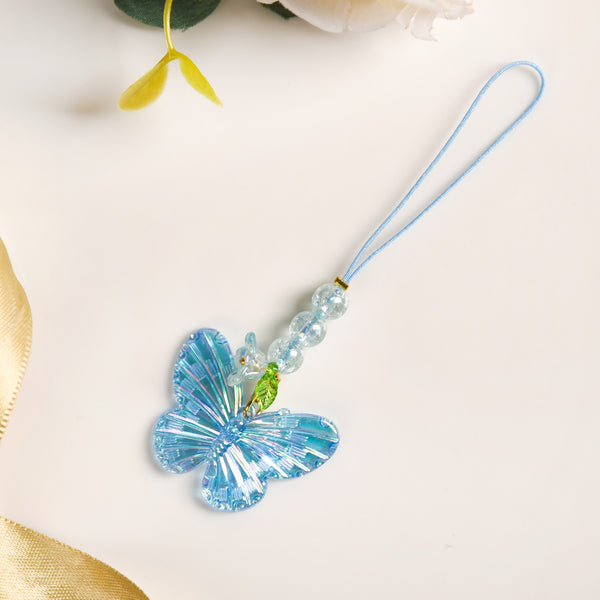 Butterfly Floral Phone Charm Blue