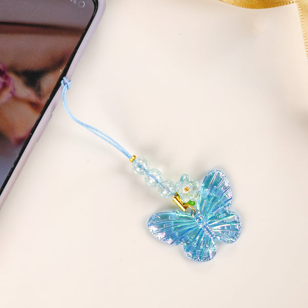 Butterfly Floral Phone Charm Blue