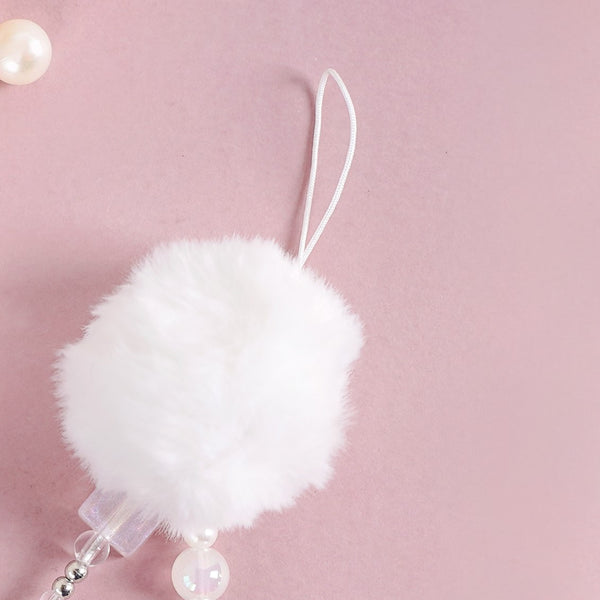 White Pom Pom Phone Charm Lanyard