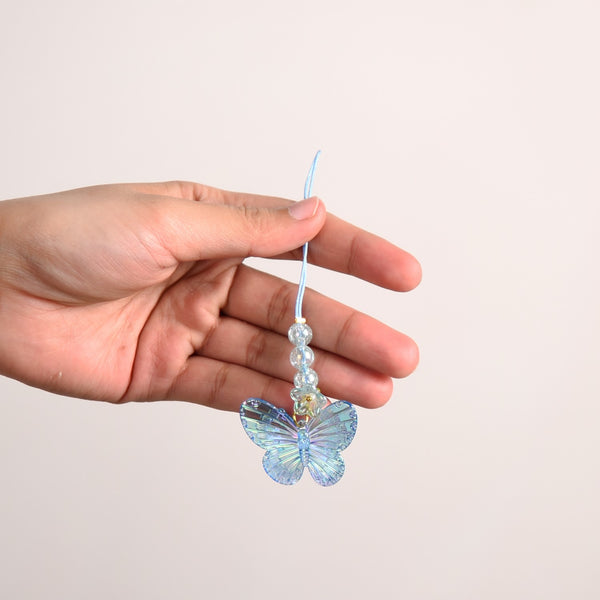 Butterfly Floral Phone Charm Blue