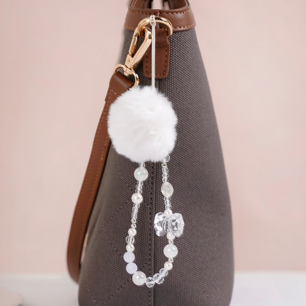 White Pom Pom Phone Charm Lanyard