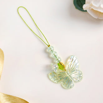 Iridescent Butterfly Mobile Phone Charm Green