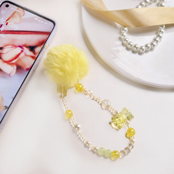 Little Miss Sunshine Phone Strap With Pom Pom