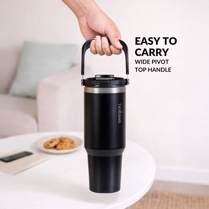 PickSip 40 Insulated Tumbler With Top Handle Black Noir 1200ml