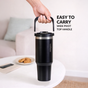 PickSip 40 Insulated Tumbler With Top Handle Black Noir 1200ml