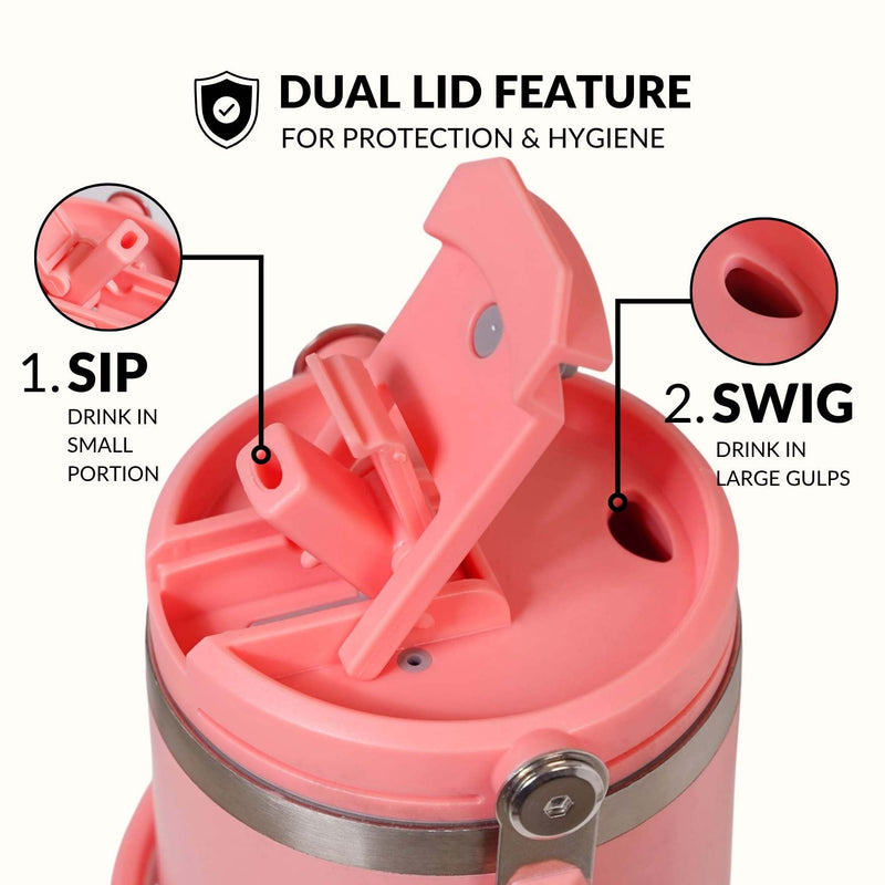 PickSip 40 Insulated Tumbler Bottle With Top Handle Living Coral Pop 1200ml
