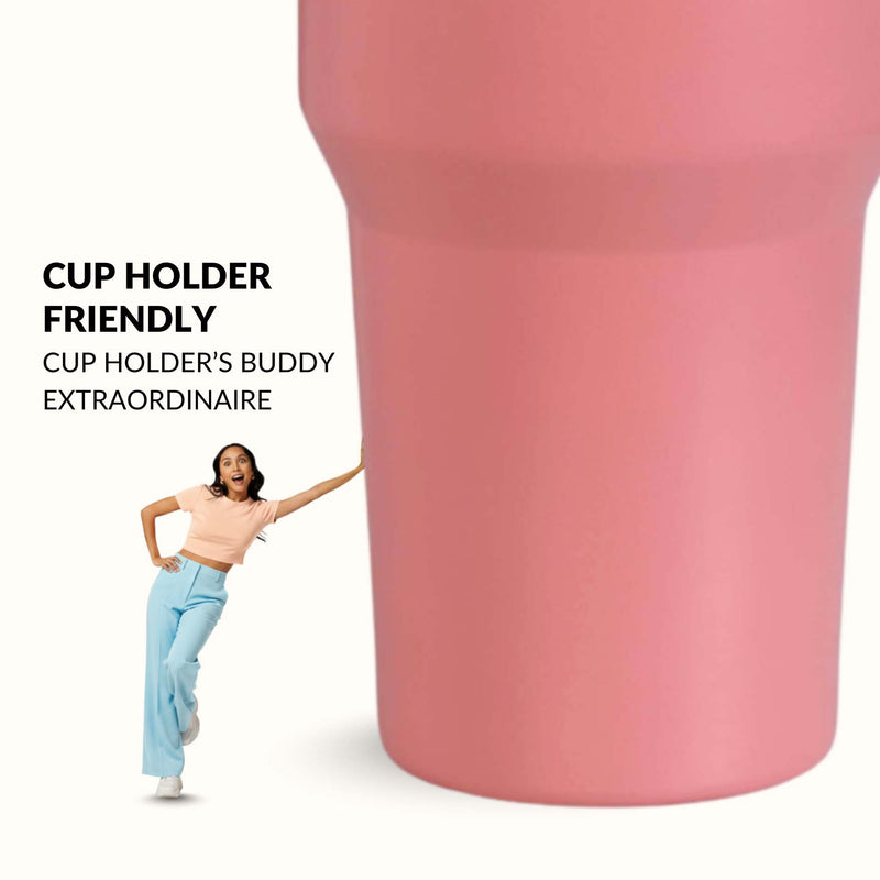 PickSip 40 Insulated Tumbler Bottle With Top Handle Living Coral Pop 1200ml