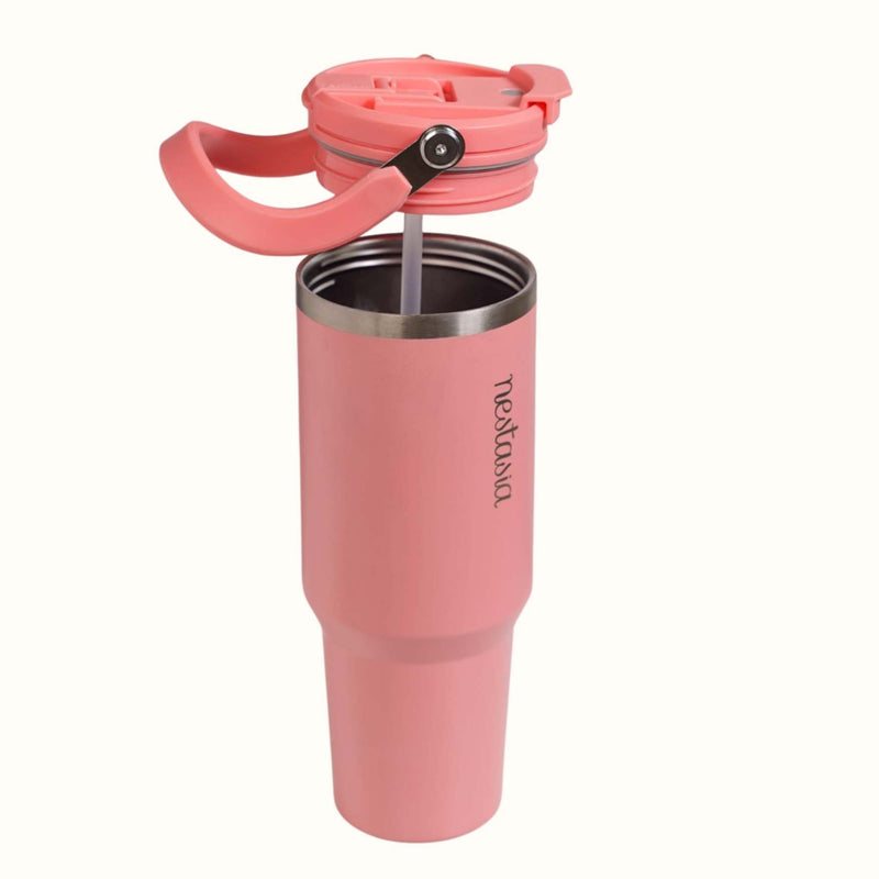 PickSip 40 Insulated Tumbler Bottle With Top Handle Living Coral Pop 1200ml