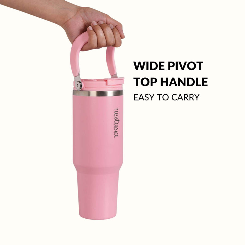 PickSip 40 Insulated Tumbler Bottle With Top Handle Tropical Pink 1200ml