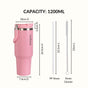 PickSip 40 Insulated Tumbler Bottle With Top Handle Tropical Pink 1200ml