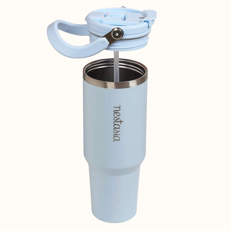 PickSip 40 Insulated Tumbler With Top Handle Baby Blue Jay 1200ml