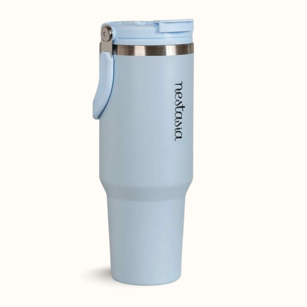 PickSip 40 Insulated Tumbler With Top Handle Baby Blue Jay 1200ml