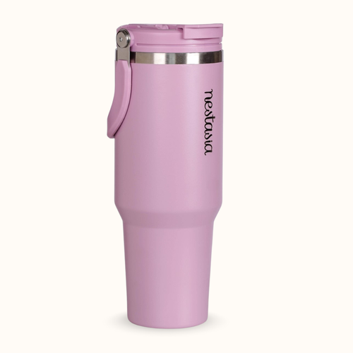 PickSip 40 Insulated Tumbler With Top Handle Blush Rose Pink 1200ml